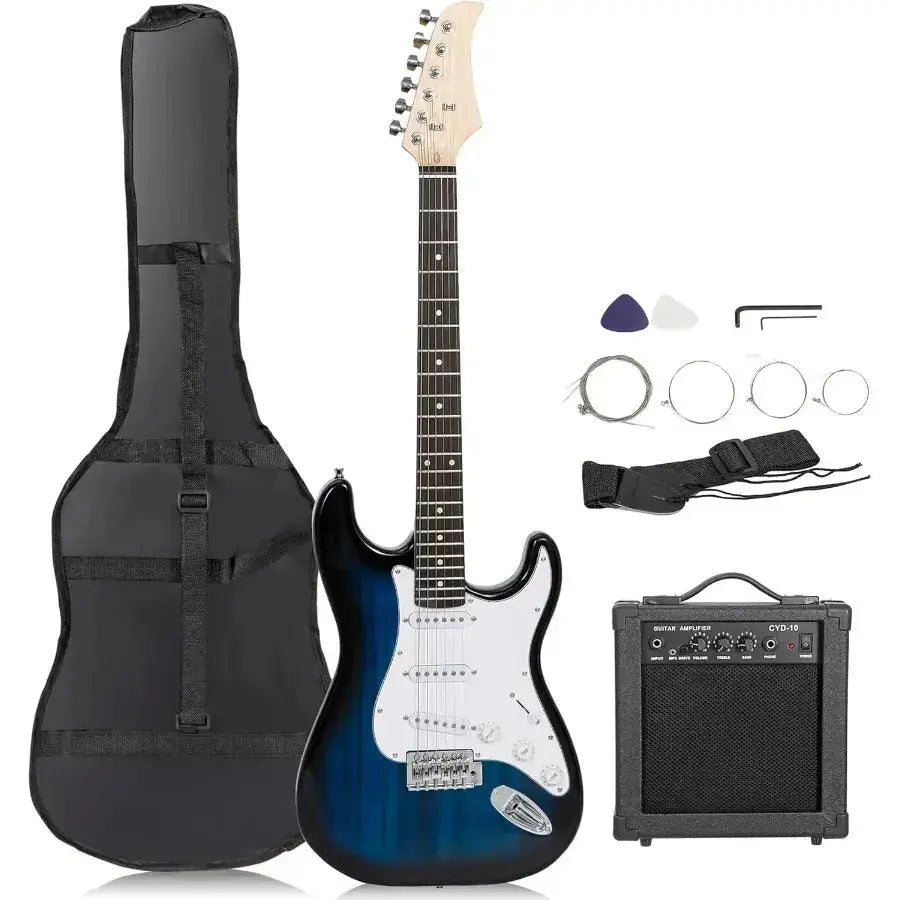39" Electric Guitar Beginner Kit - Full Size Stratocaster Style Guitar with 10W Amp, Case & Accessories Hero guitars - Unleash your inner rock star