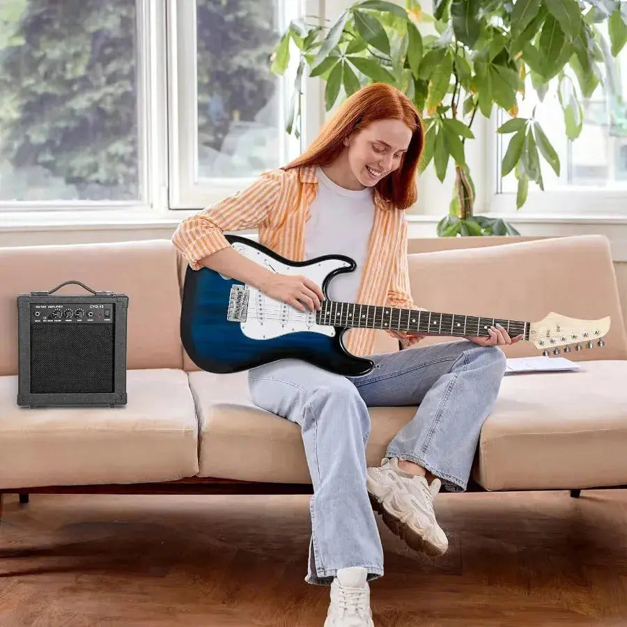 39" Electric Guitar Beginner Kit - Full Size Stratocaster Style Guitar with 10W Amp, Case & Accessories Hero guitars - Unleash your inner rock star