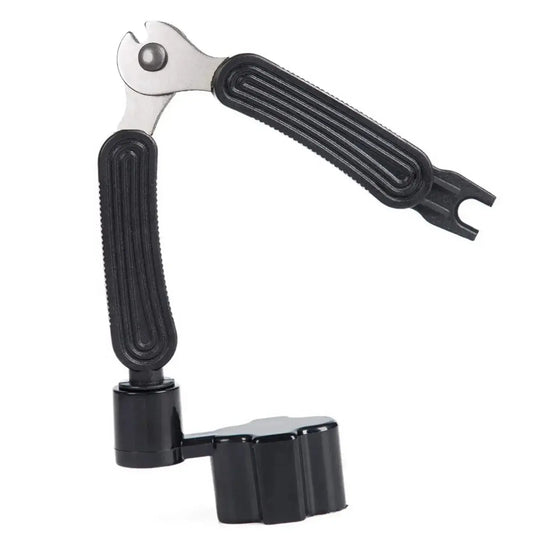 3-in-1 guitar string winder, cutter, and bridge pin puller tool with black handles