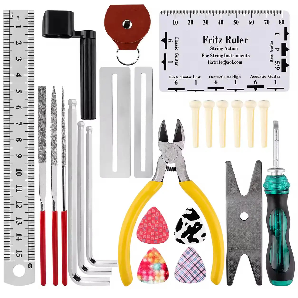Guitar Truss Rod Adjustment Tool Kit - Complete Restringing & Action Setup Tools