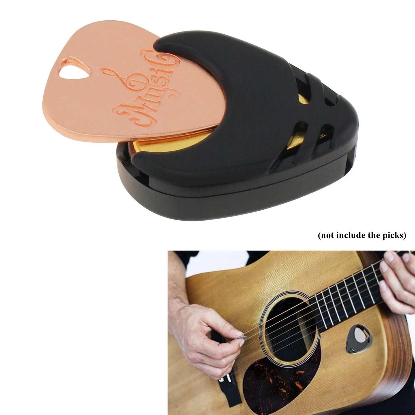 Adhesive guitar plectrum holder