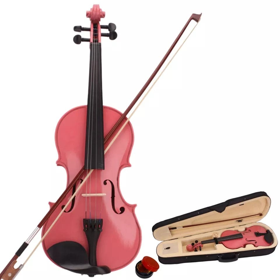 Glarry 4/4 pink Violin with case bow and rosin
