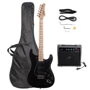 Glarry GST black electric guitar w/20W amplifier 